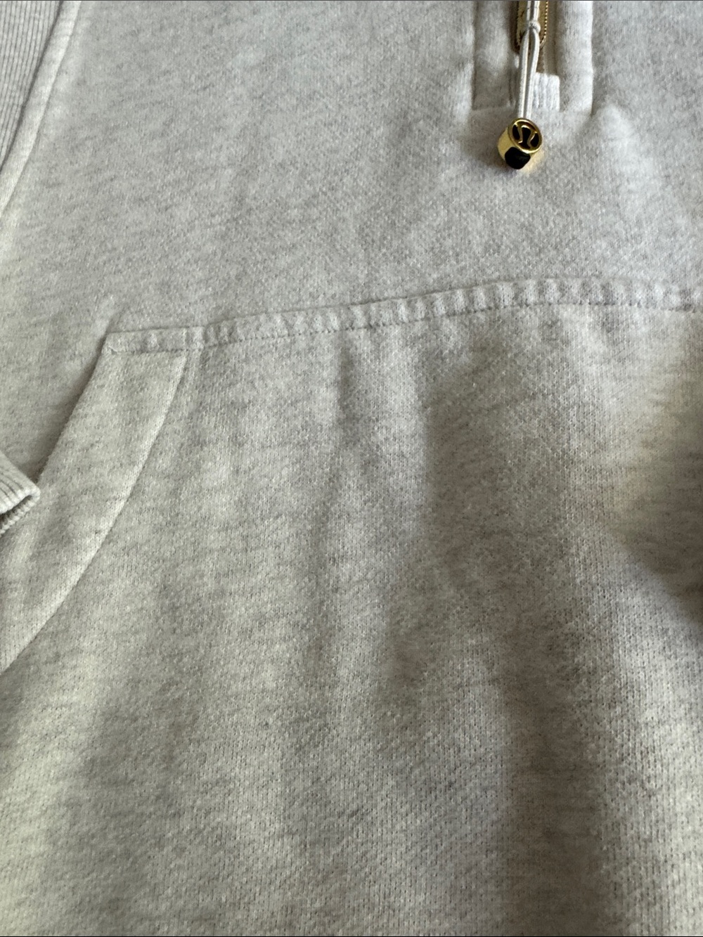 Lululemon Half-Zip Scuba  Pullover in Light Oat with Gold Hardware - Picture 4 of 5